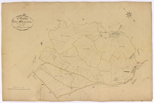 Chiddes, cadastre ancien : plan parcellaire de la section B dite de la Corvée, feuille 2