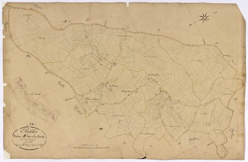 Chiddes, cadastre ancien : plan parcellaire de la section B dite de la Corvée, feuille 1