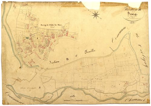 Chitry-les-Mines, cadastre ancien : plan parcellaire de la section B dite du Bourg, feuille 2