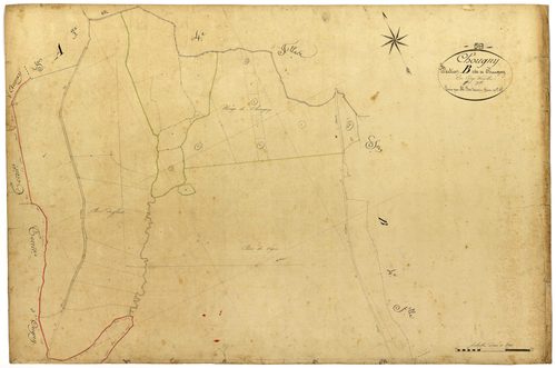 Chougny, cadastre ancien : plan parcellaire de la section B dite de Chougny, feuille 1