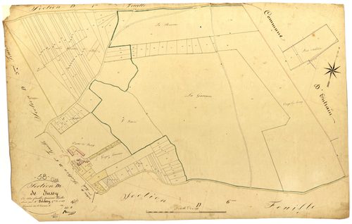 Ciez, cadastre ancien : plan parcellaire de la section D dite de Jussy, feuille 2