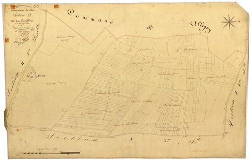 Ciez, cadastre ancien : plan parcellaire de la section A dite de Feuillot, feuille 2