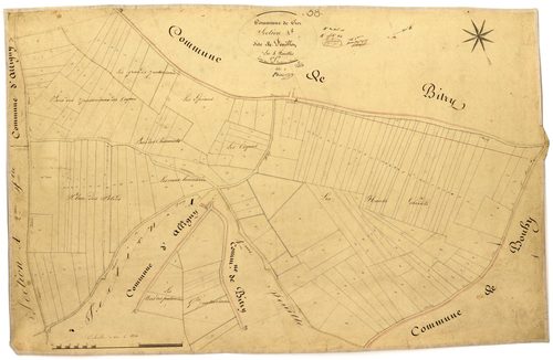 Ciez, cadastre ancien : plan parcellaire de la section A dite de Feuillot, feuille 1