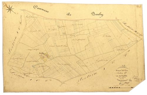 Ciez, cadastre ancien : plan parcellaire de la section A dite de Feuillot, feuille 4