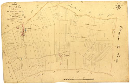 Ciez, cadastre ancien : plan parcellaire de la section F dite des Foins et des Nalots, feuille 4