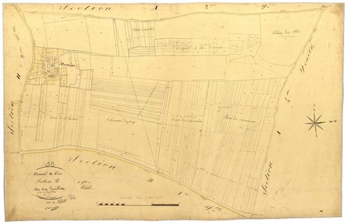 Ciez, cadastre ancien : plan parcellaire de la section A dite de Feuillot, feuille 3