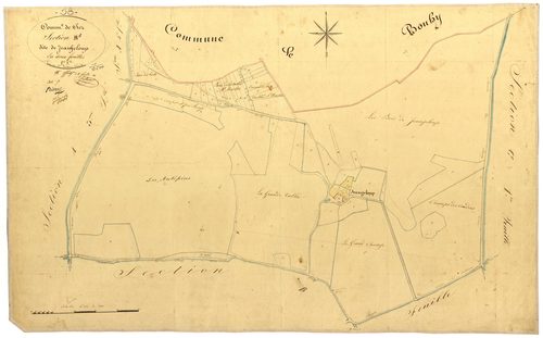 Ciez, cadastre ancien : plan parcellaire de la section B dite de Jeangeloup, feuille 1