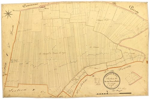 Ciez, cadastre ancien : plan parcellaire de la section F dite des Foins et des Nalots, feuille 5