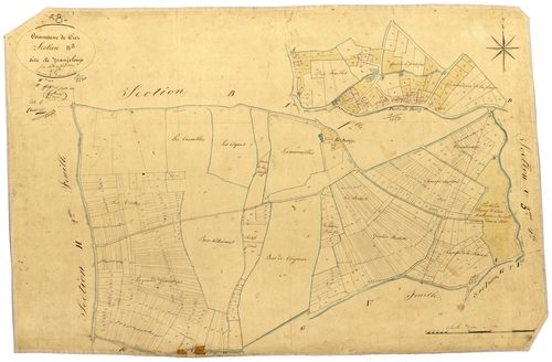 Ciez, cadastre ancien : plan parcellaire de la section B dite de Jeangeloup, feuille 2