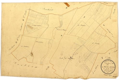 Ciez, cadastre ancien : plan parcellaire de la section G dite des Tisots et des Gaillots, feuille 1