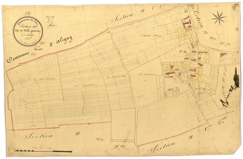 Ciez, cadastre ancien : plan parcellaire de la section H dite de Ville Généray, feuille 4
