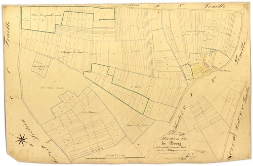 Ciez, cadastre ancien : plan parcellaire de la section C dite du Bourg, feuille 2