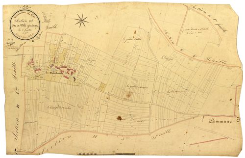 Ciez, cadastre ancien : plan parcellaire de la section H dite de Ville Généray, feuille 6