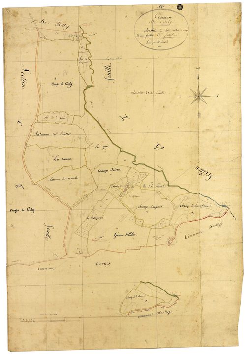 Cizely, cadastre ancien : plan parcellaire de la section C dite des Bois de Cizely, feuille 1