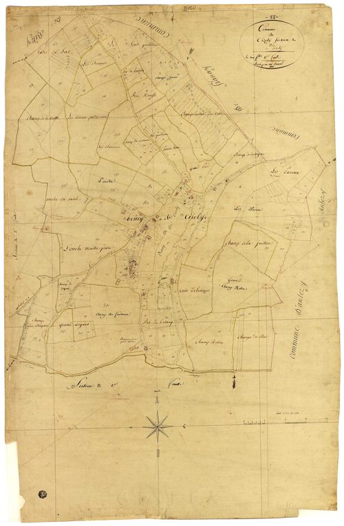 Cizely, cadastre ancien : plan parcellaire de la section A dite de Cizely, feuille 1