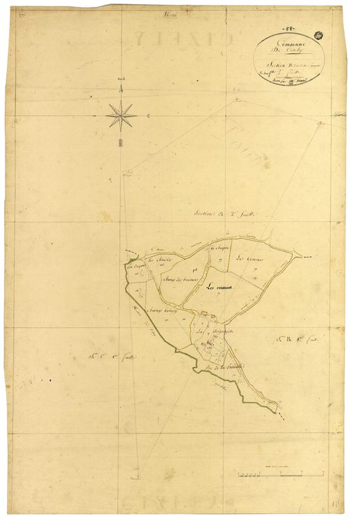 Cizely, cadastre ancien : plan parcellaire de la section B dite de la Séganjotte, feuille 2
