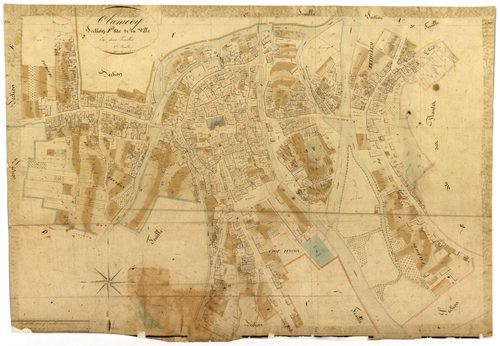 Clamecy, cadastre ancien : plan parcellaire de la section F dite de la Ville, feuille 2