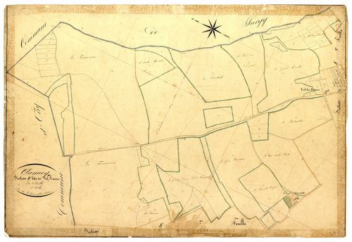 Clamecy, cadastre ancien : plan parcellaire de la section E dite du Val des Rosiers, feuille 1