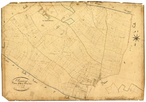 Clamecy, cadastre ancien : plan parcellaire de la section E dite du Val des Rosiers, feuille 3