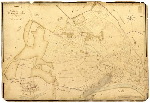 Clamecy, cadastre ancien : plan parcellaire de la section A dite des Semberts, feuille 3