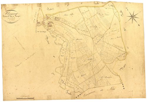 Clamecy, cadastre ancien : plan parcellaire de la section C dite de Beaugis, feuille 3