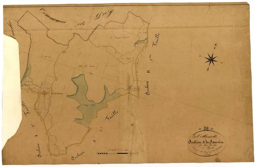 La Collancelle, cadastre ancien : plan parcellaire de la section A dite de Sauvin, feuille 1