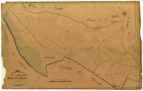 La Collancelle, cadastre ancien : plan parcellaire de la section A dite de Sauvin, feuille 2