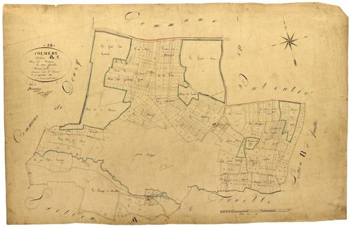 Colméry, cadastre ancien : plan parcellaire de la section A dite des Pénitiaux, feuille 1