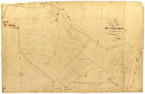 Colméry, cadastre ancien : plan parcellaire de la section E dite de Malicorne, feuille 1