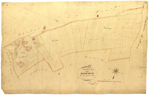 Colméry, cadastre ancien : plan parcellaire de la section E dite de Malicorne, feuille 2