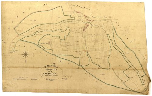 Colméry, cadastre ancien : plan parcellaire de la section B dite de Vaudoisy, feuille 3