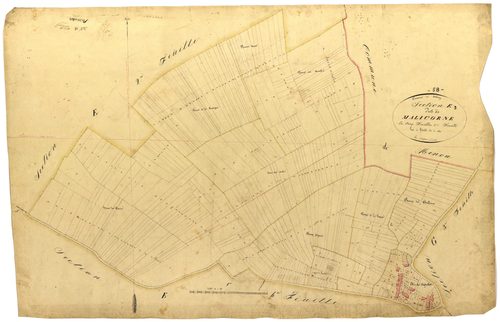 Colméry, cadastre ancien : plan parcellaire de la section E dite de Malicorne, feuille 3