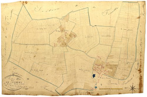 Colméry, cadastre ancien : plan parcellaire de la section D dite de Colméry, feuille 1