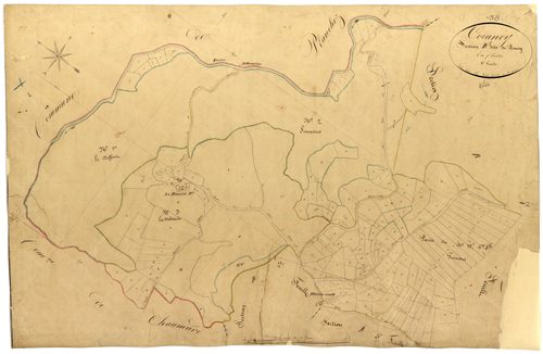 Corancy, cadastre ancien : plan parcellaire de la section B dite du Bourg, feuille 1