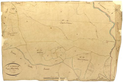 Corancy, cadastre ancien : plan parcellaire de la section B dite du Bourg, feuille 7