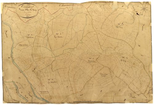 Corancy, cadastre ancien : plan parcellaire de la section B dite du Bourg, feuille 3