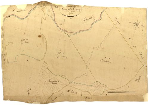 Corancy, cadastre ancien : plan parcellaire de la section B dite du Bourg, feuille 4