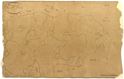 Corancy, cadastre ancien : plan parcellaire de la section D dite de Vouchot, feuille 1
