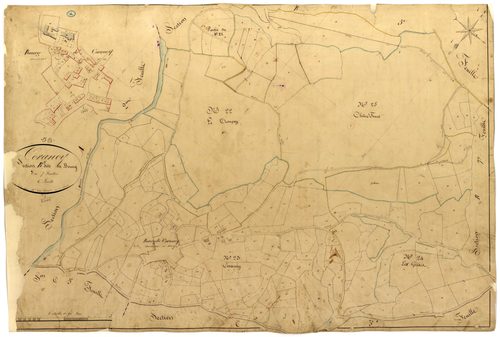 Corancy, cadastre ancien : plan parcellaire de la section B dite du Bourg, feuille 6