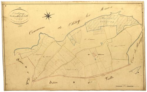 Corbigny, cadastre ancien : plan parcellaire de la section D dite de la Ville, feuille 1