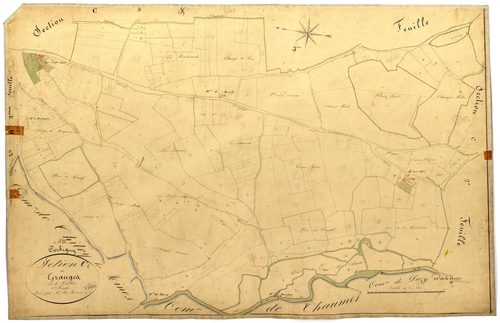 Corbigny, cadastre ancien : plan parcellaire de la section C dite des Granges, feuille 1