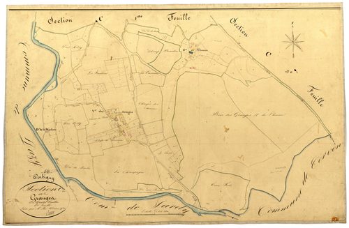 Corbigny, cadastre ancien : plan parcellaire de la section C dite des Granges, feuille 2