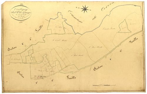 Corbigny, cadastre ancien : plan parcellaire de la section C dite des Granges, feuille 3