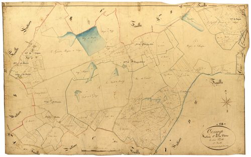 Cossaye, cadastre ancien : plan parcellaire de la section C dite de la Vêvre, feuille 1