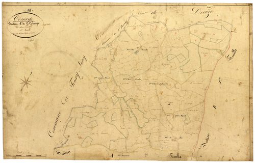 Cossaye, cadastre ancien : plan parcellaire de la section A dite de la Grange, feuille 1