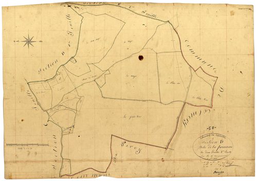 Couloutre, cadastre ancien : plan parcellaire de la section D dite de la Procurerie, feuille 2