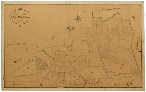 Courcelles, cadastre ancien : plan parcellaire de la section A dite de Chivre, feuille 1