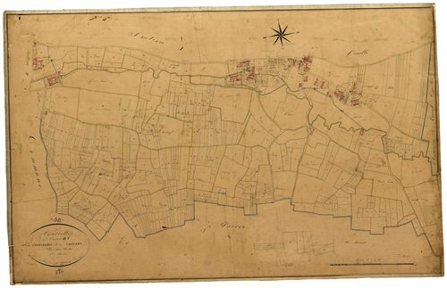 Courcelles, cadastre ancien : plan parcellaire de la section B dite de Courcelles et de Chivres, feuille 1