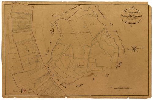 Courcelles, cadastre ancien : plan parcellaire de la section A dite de Beauregard, feuille 2