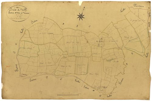 Crux-la-Ville, cadastre ancien : plan parcellaire de la section D dite de Vorroux, feuille 2